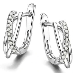 💞 Dainty White Tiny Round CZ Twisted Irregular Stud Earrings, GPMB1432